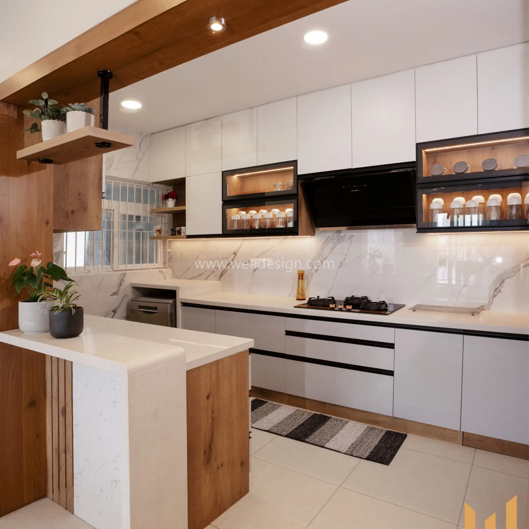 interior designers company in bangalore designed a u-shaped kitchen