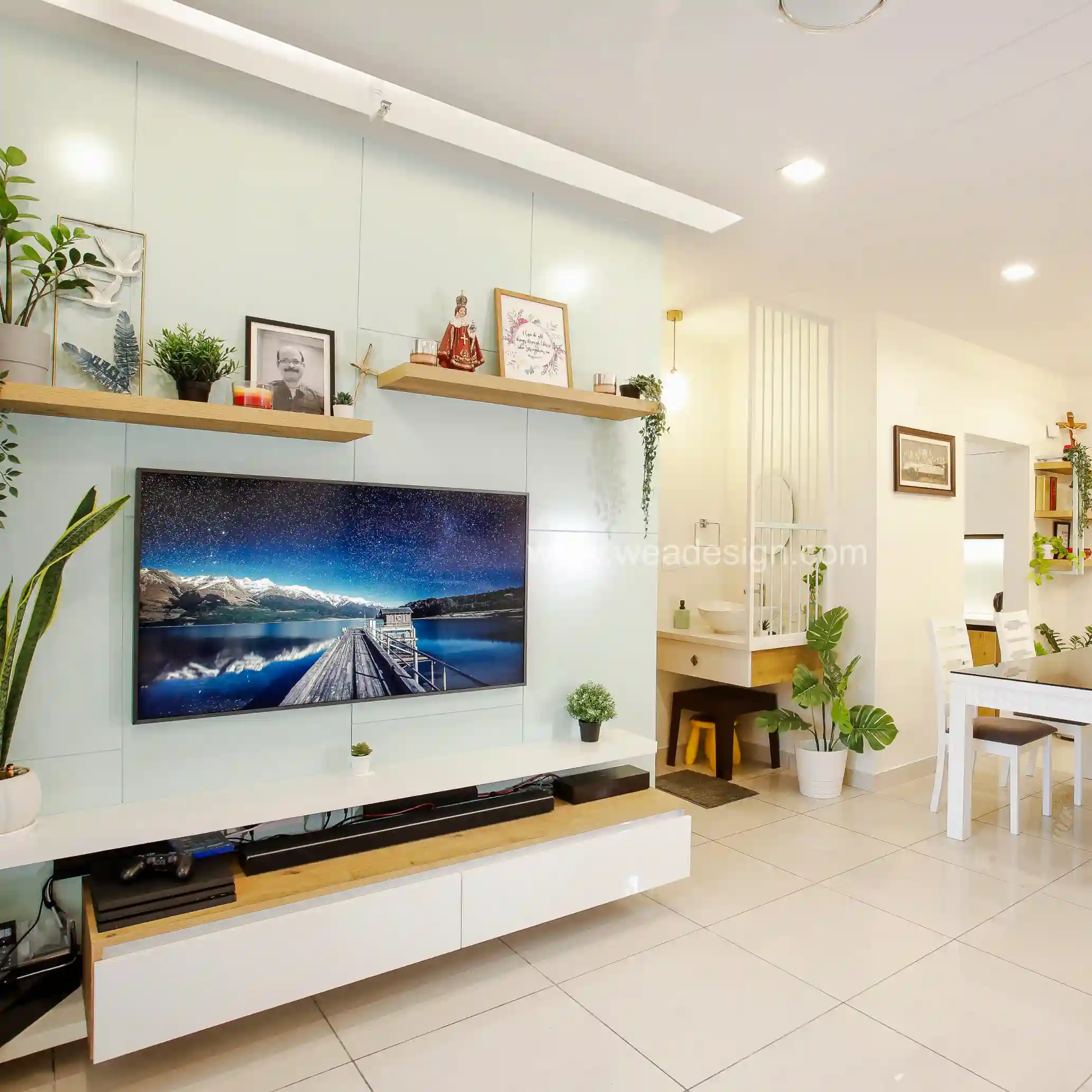 Luxury interior designers in bangalore designed a living room with tv unit