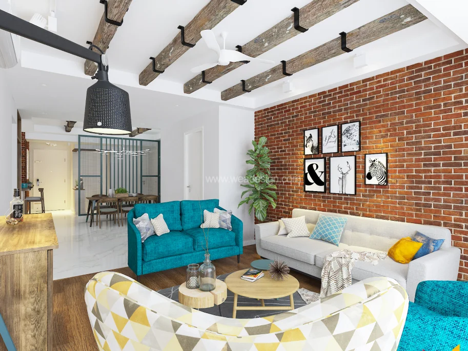 Modern living area design by leading interior designers in bangalore -wea design